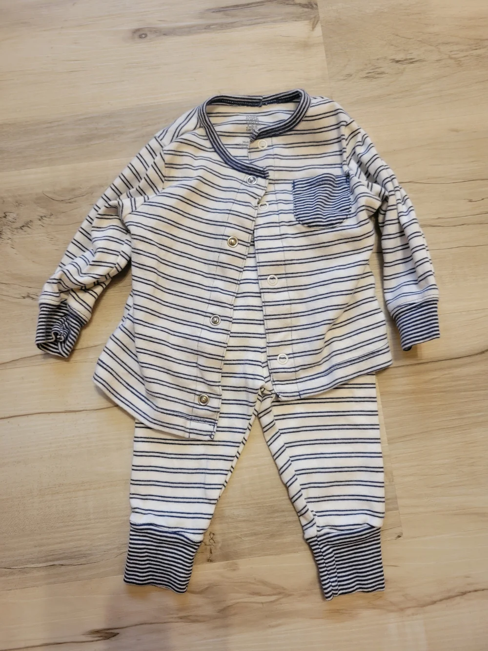 Carter's White & Blue Striped Toddler Pajama Set